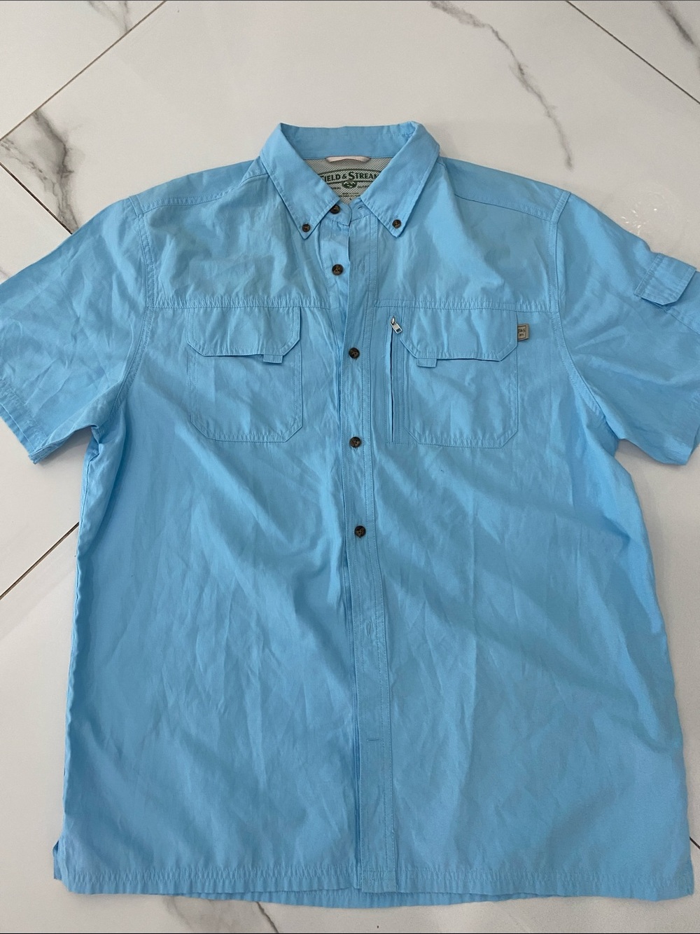 Field & Stream Light Blue Short Sleeve Button-Up Shirt